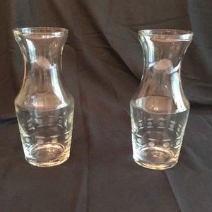 Set of Two Etched Glass Vases